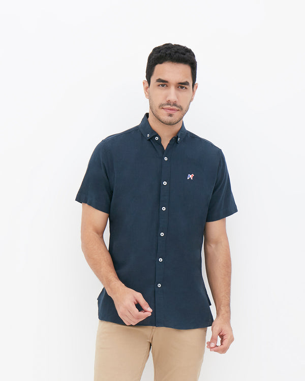 MON AKITA - Aki Men Short Sleeve Shirt Navy II