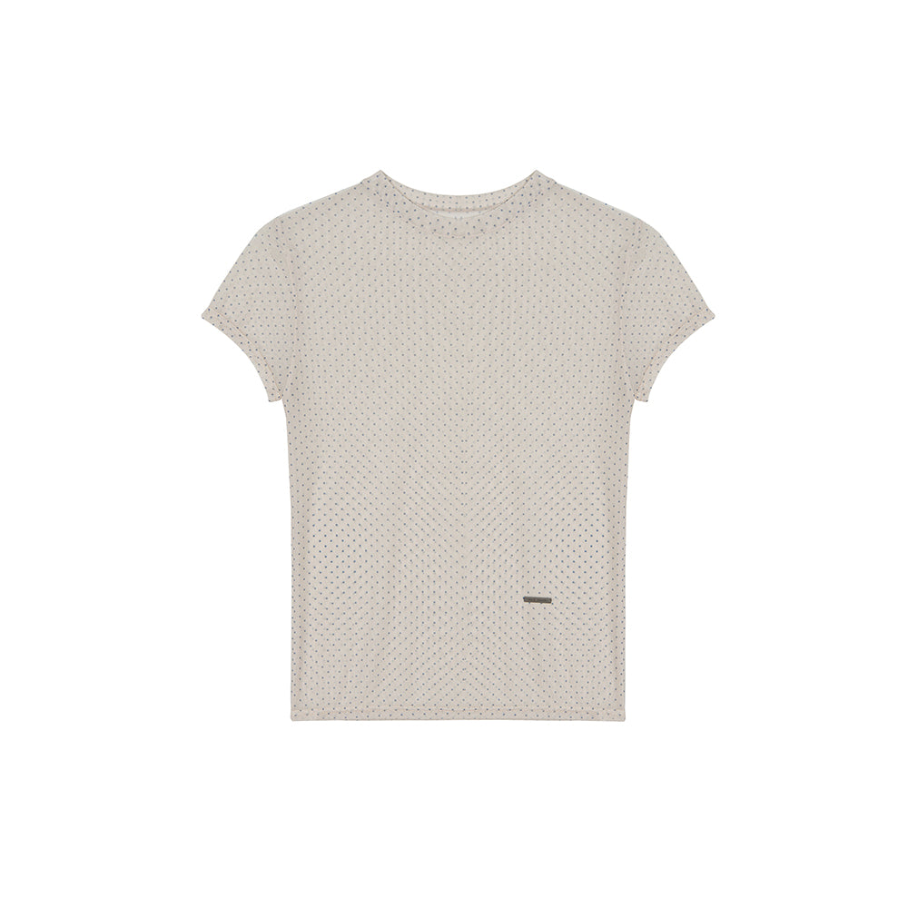 DOTS MOCK NECK HALF TOP_IVORY