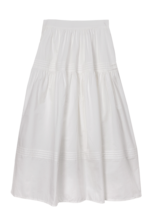 Mika Fall Cancan Pintuck Flare Cotton Long Skirt