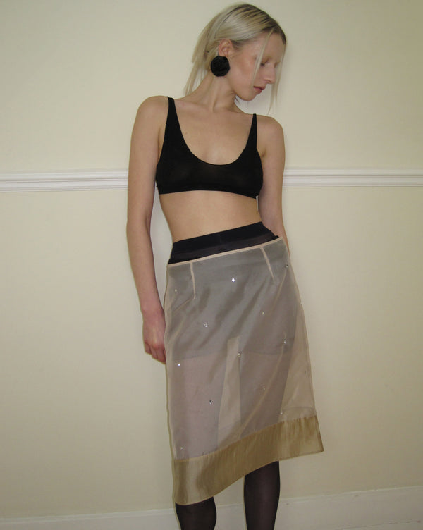 SEE-THROUGH SKIRT BEIGE