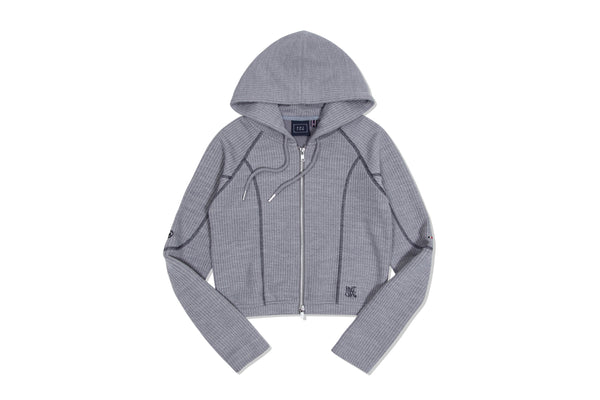 BIKER KNIT HOOD ZIP UP