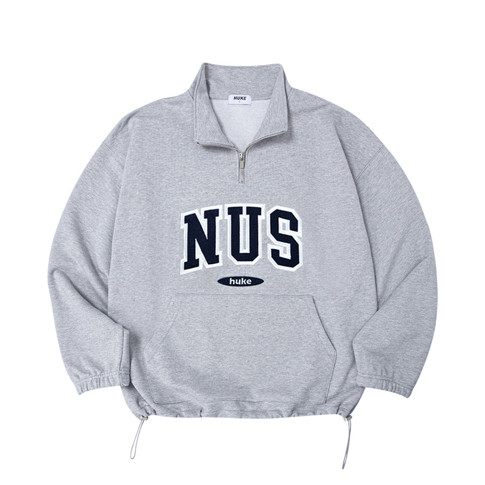 Huke x Nus. half zip-up (GREY)