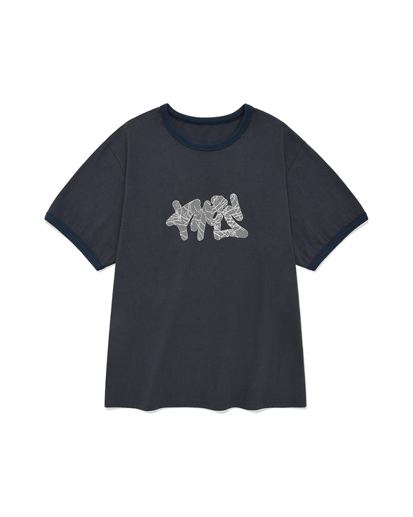 Cracked Logo Ringer Tee/Navy