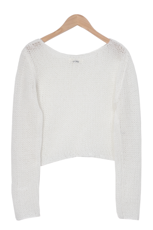 Jetew Boat Neck Cropped Long-Sleeved Knitwear (3 colors)