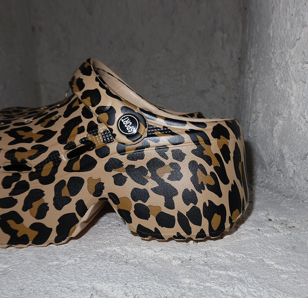 Leopard Print Platform Clog Whole Hoop Slippers