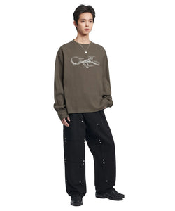 NMライフワッフルロゴスリーブT-チャコール