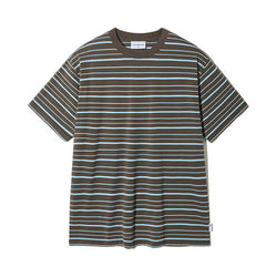 モノラインストライプTシャツ-ブラウン