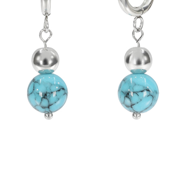 [4082] Silver Turquoise Earrings