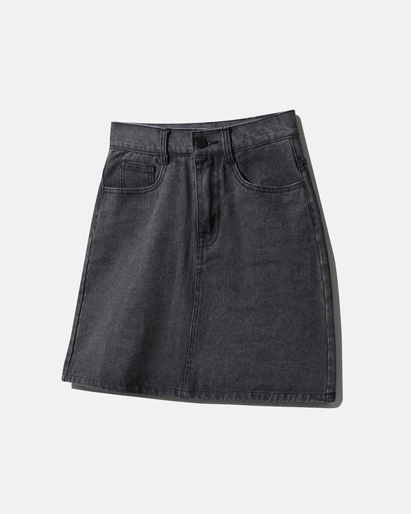 Basic mini denim Skirt_BLACK