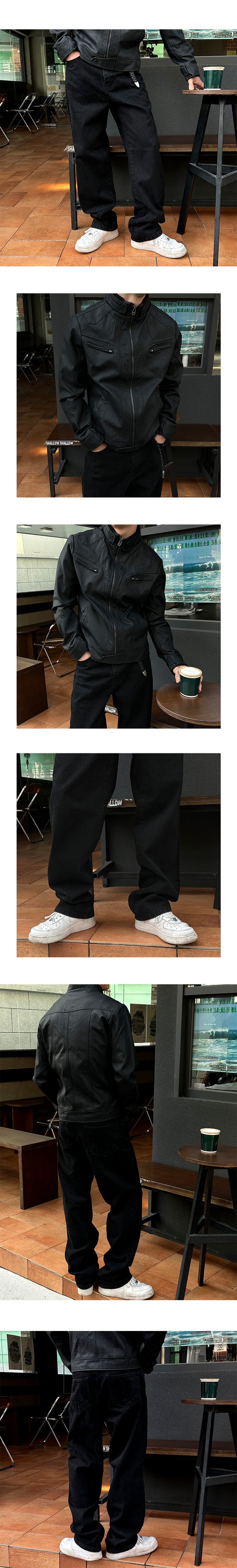 [BASIC ITEM] Black bio semi wide pants