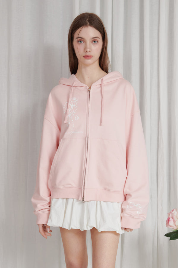 ROSE 2WAY HOOD ZIP UP pink