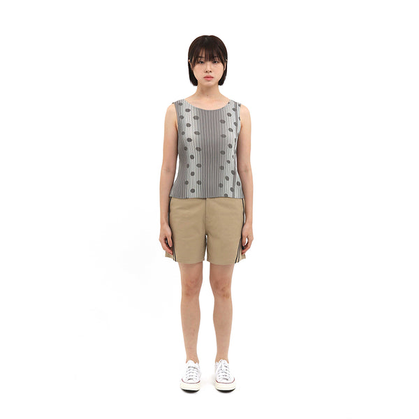 1/2 S CLEF DOT PLEATS SLEEVELESS (BEIGE)