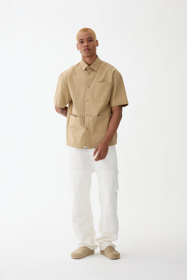 Utility Short Sleeve Shirt_Beige