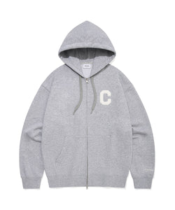 C Logo Hooded Zip-Up Melange Gray