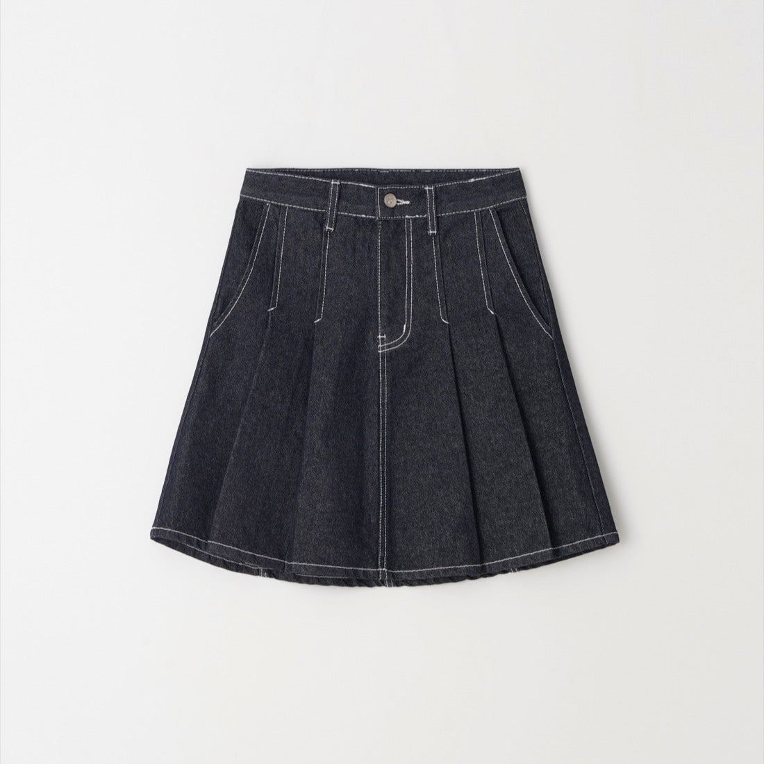 Turn flared denim skirt