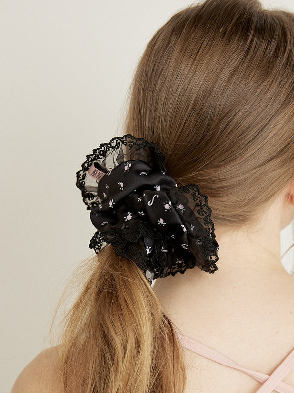 BIG LACE SCRUNCHIE - BLACK