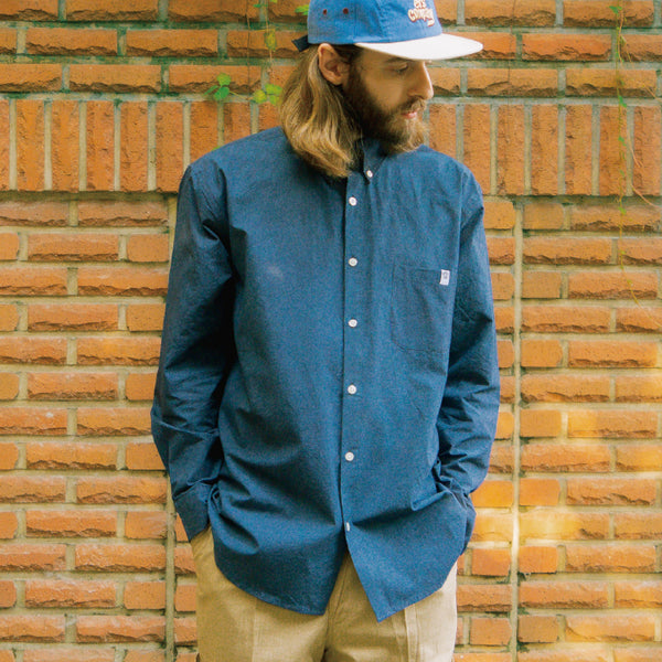 washed cotton shirt_navy