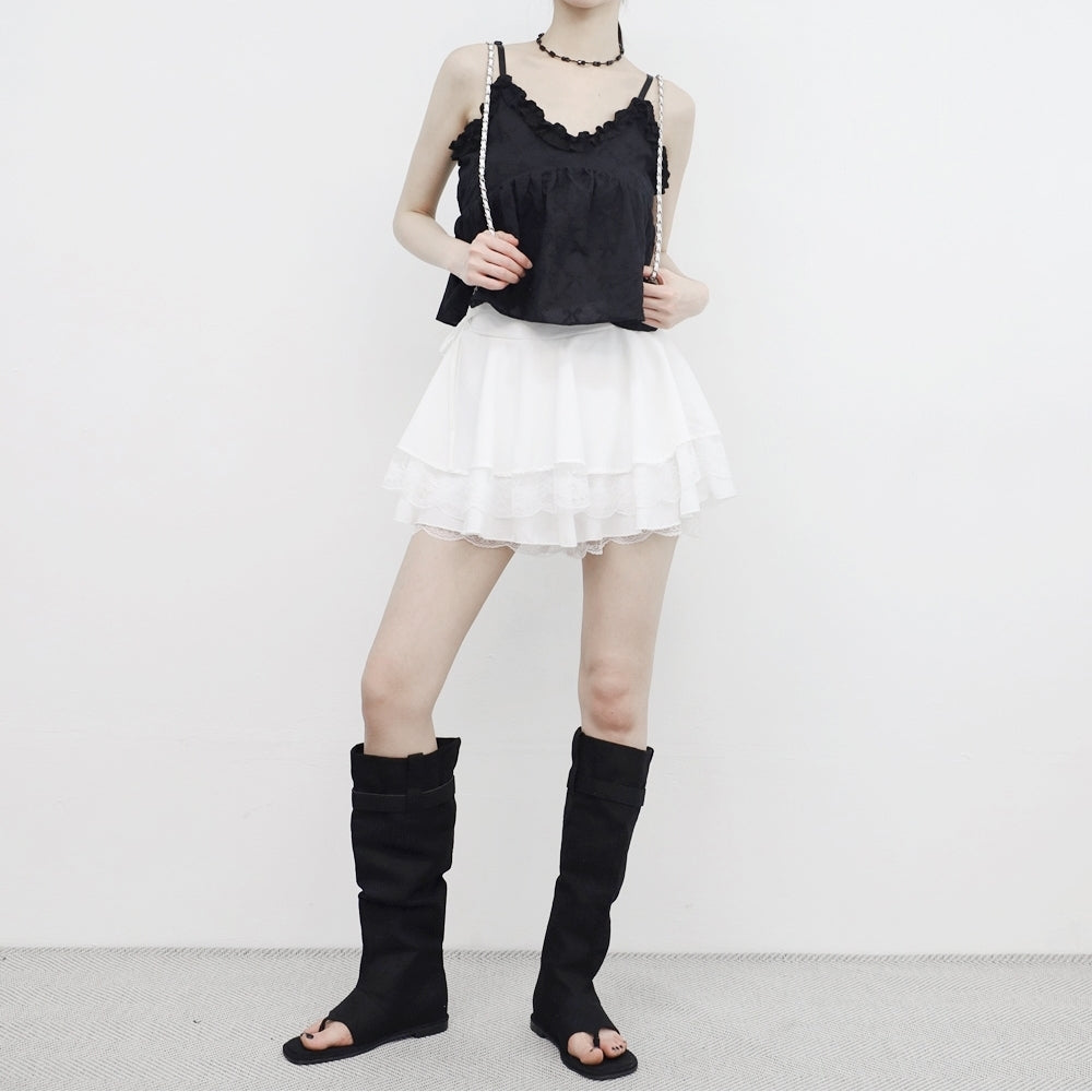 Etoile Ribbon Frilled Sleeveless