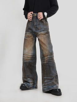 niche deconstructed washed distressed jeans