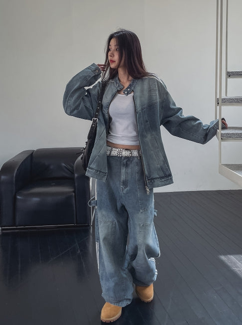 Wings Track Carpenter Wide Denim Pants