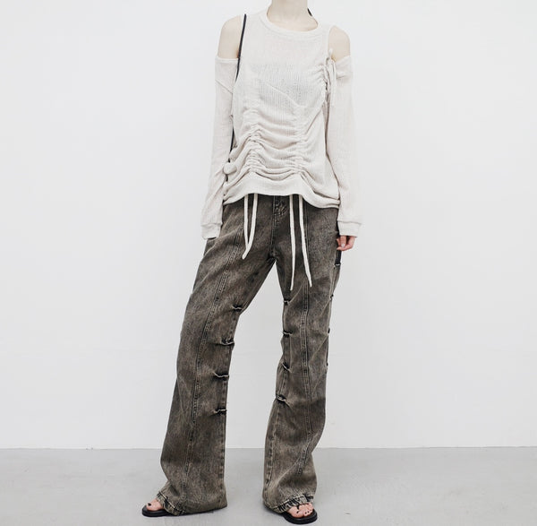 Rient. Slit Shirring Pants