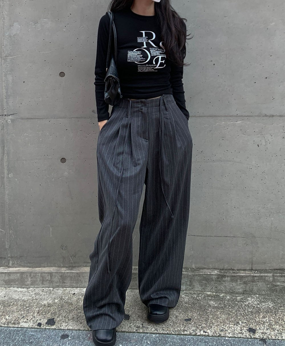 Stripe strap slacks