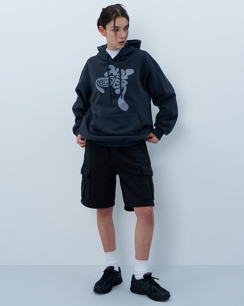 TWISTED LOGO HOODIE-CHARCOAL