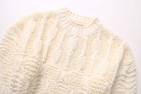 Ivory Oatmeal Round Long Sleeve Knitwear