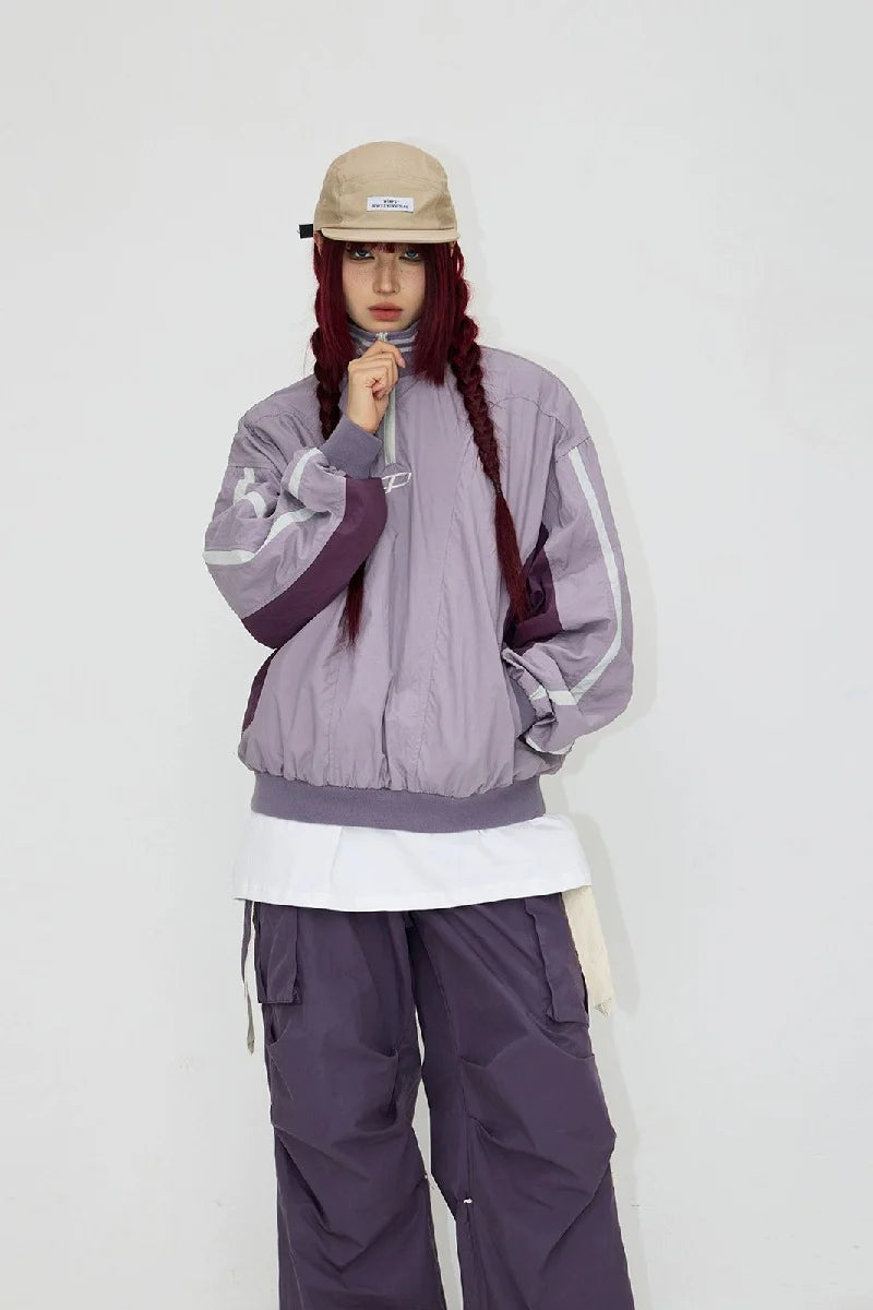 ビンテージレッドカラーブロックウィンドブレーカー