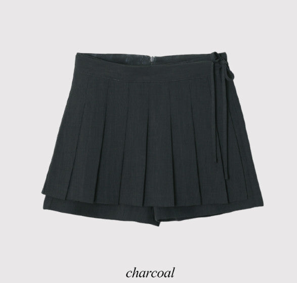FN Layered Wrap Pleated Skirt Pants (3color) - SHOPPERLAND