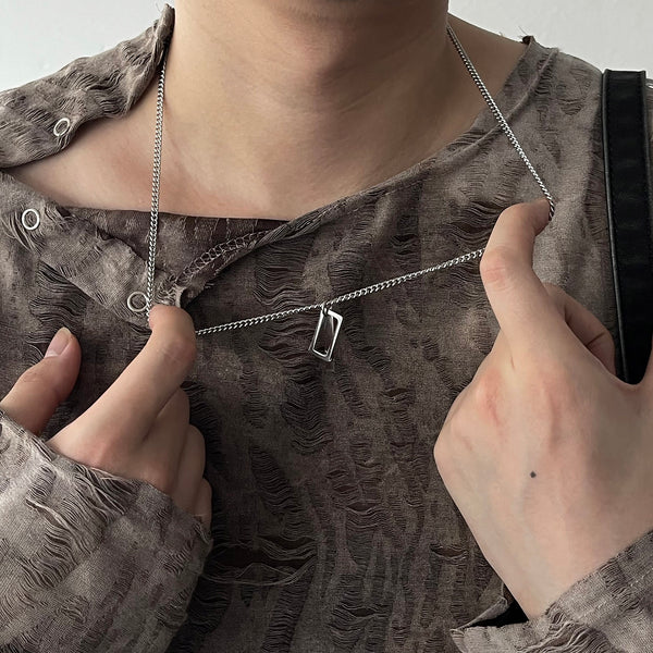 CH Square Bar Layered Surgical Steel Necklace