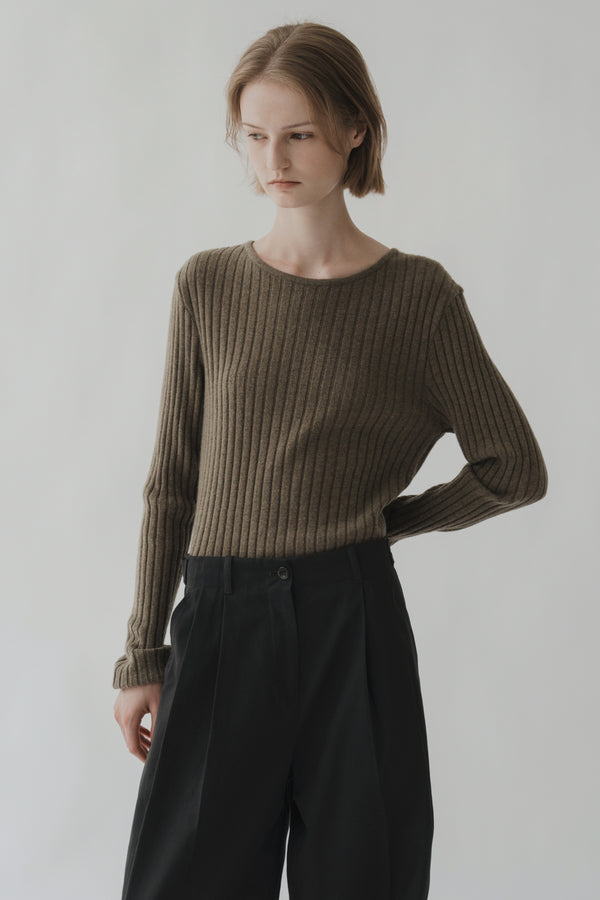 Yak ribbed knit (khaki)