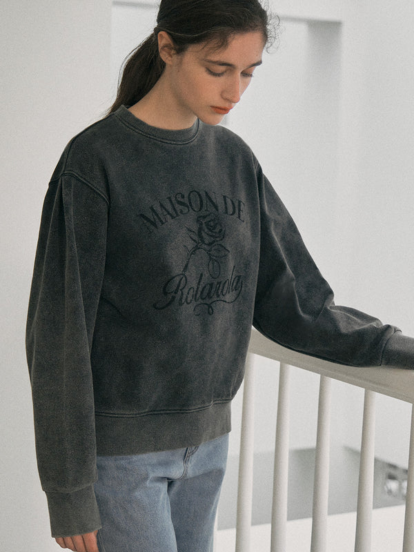 PIGMENT ROSE SWEATSHIRT CHARCOAL