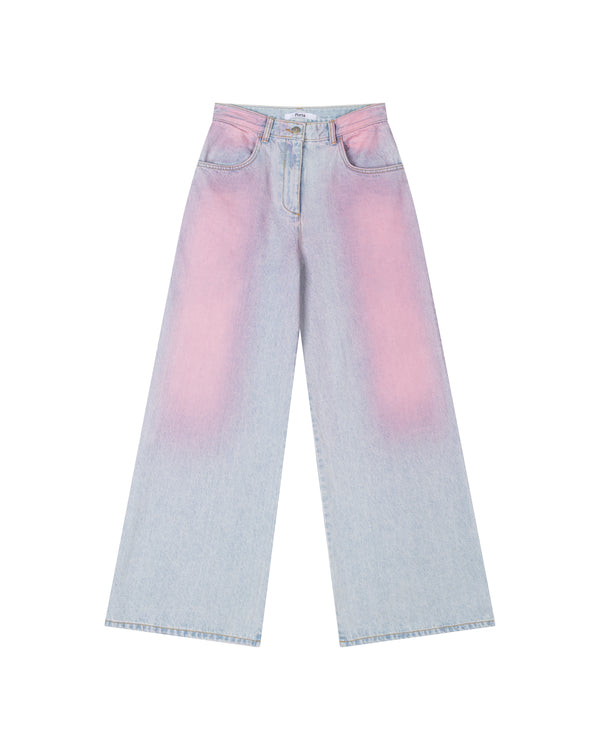 SHADOW DYEING DENIM PANTS, PINK DENIM