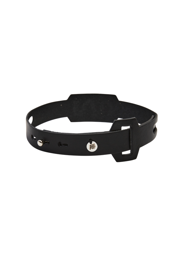 SIMPLE COW BELT CHOKER&BRACELET BLACK