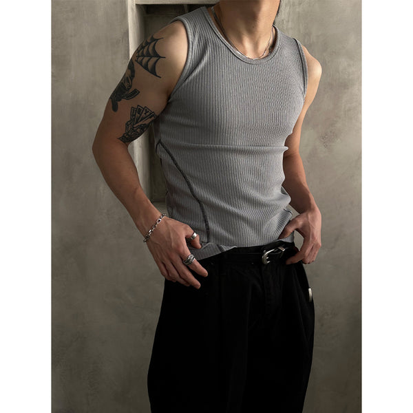 [MUSCLE FIT] Curve line musclefit sleeveless(3color)