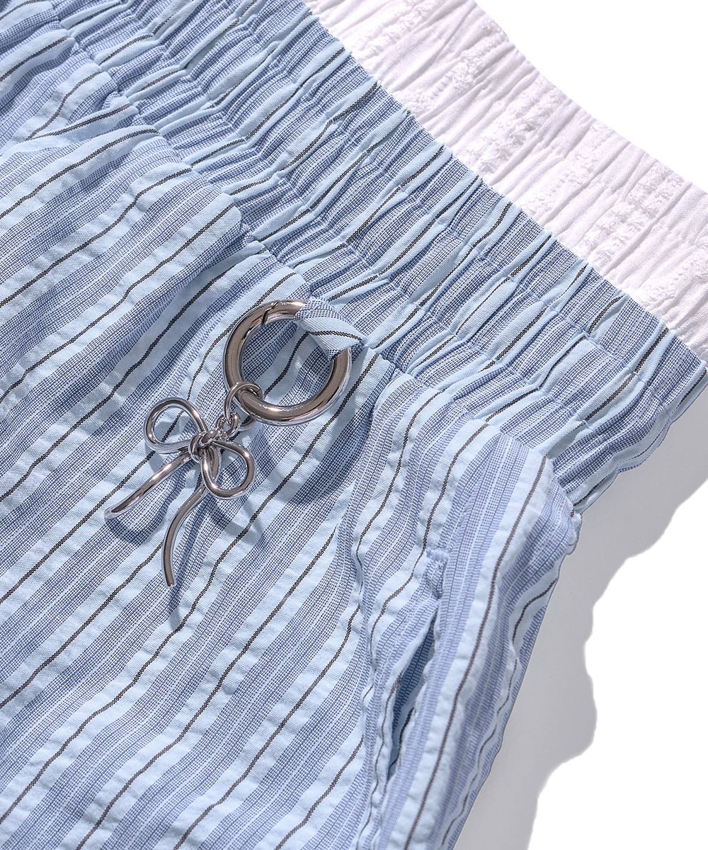 Striped Layered Boxer Shorts - Sky blue