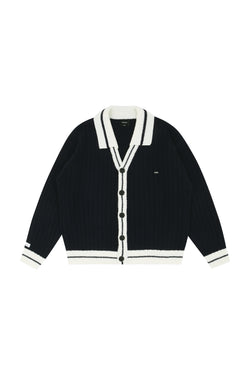 Navy Knitwear collar button cardigan