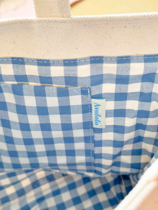 Signature canvas check tote bag