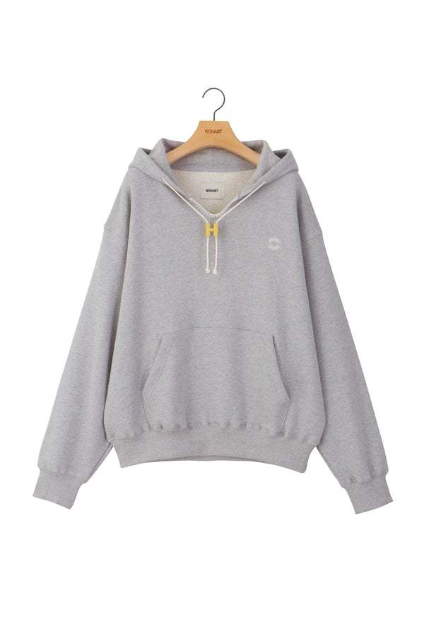 NECK SLIT HOODIE GRAY