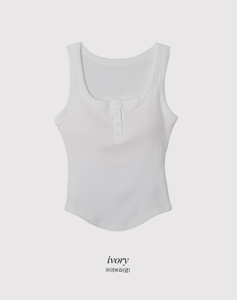 #Square Button Crop Cap Sleeveless (4color)