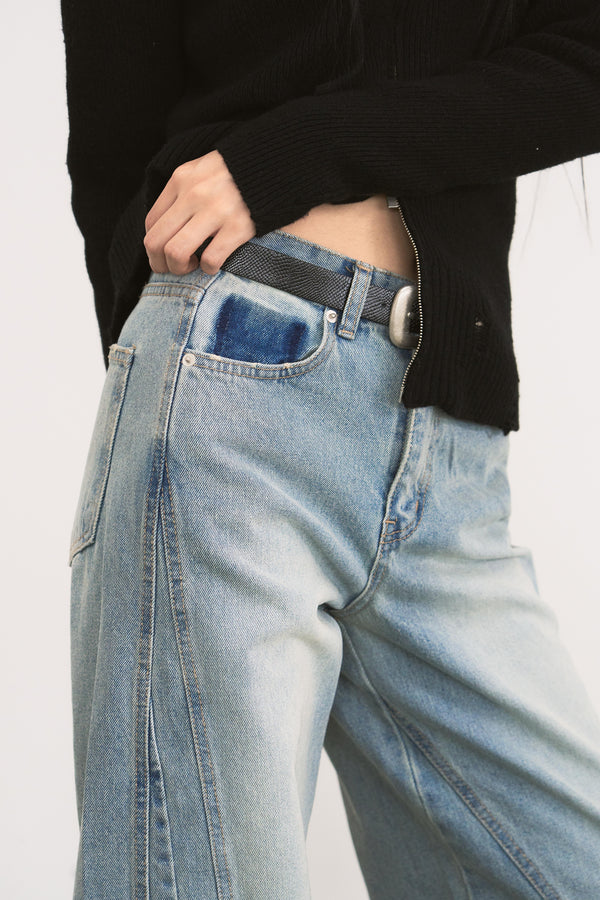  IRREGULAR WIDE DENIM PANTS / BLUE