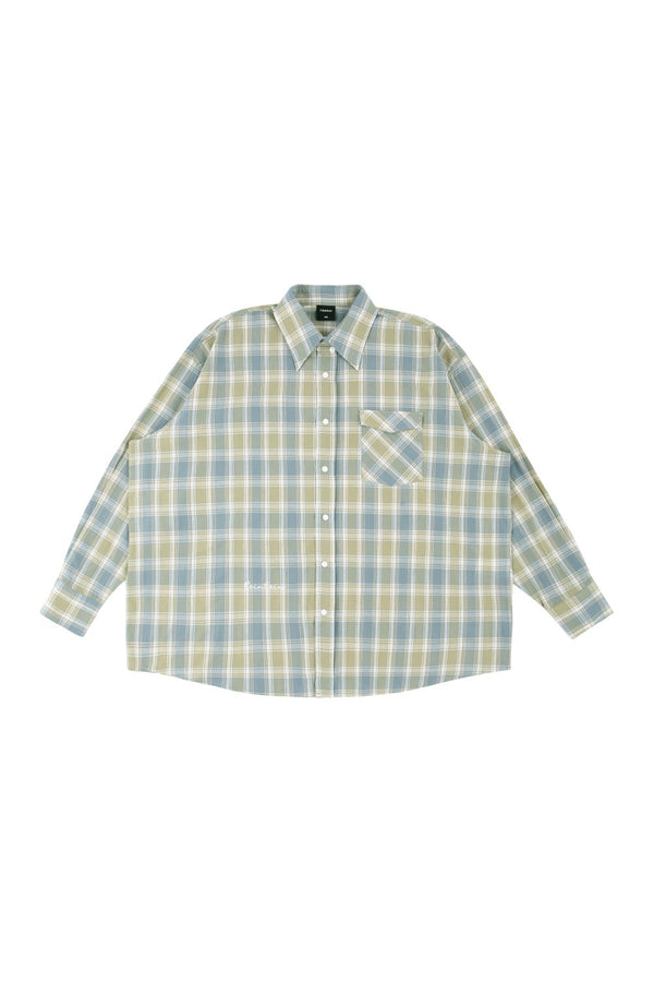 [10/10] PRS khaki blue overfit check shirts