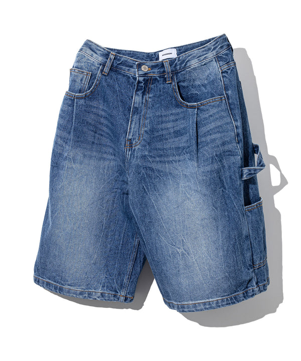 BERMUDA PLEATS CARPENTER DENIM SHORT PANTS MSFSP001-BL