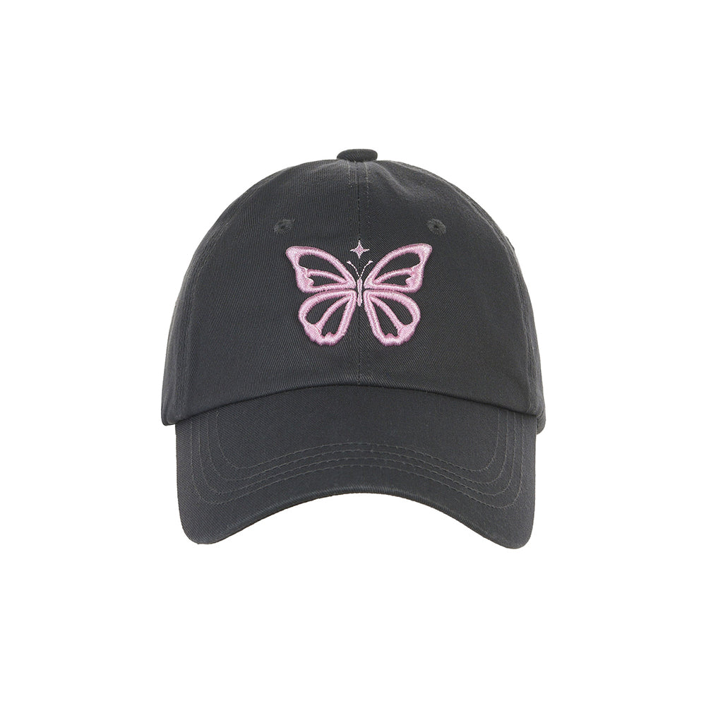 VINTAGE BUTTERFLY BLINK BALL CAP_CHARCOAL BLACK