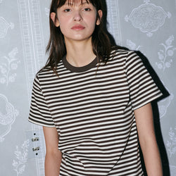 Stripe Half Tee Brown