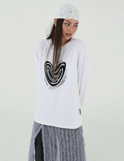 HEART LONG SLEEVED TOP(WHITE)