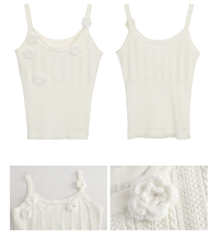 Lily knitted flower sleeveless top