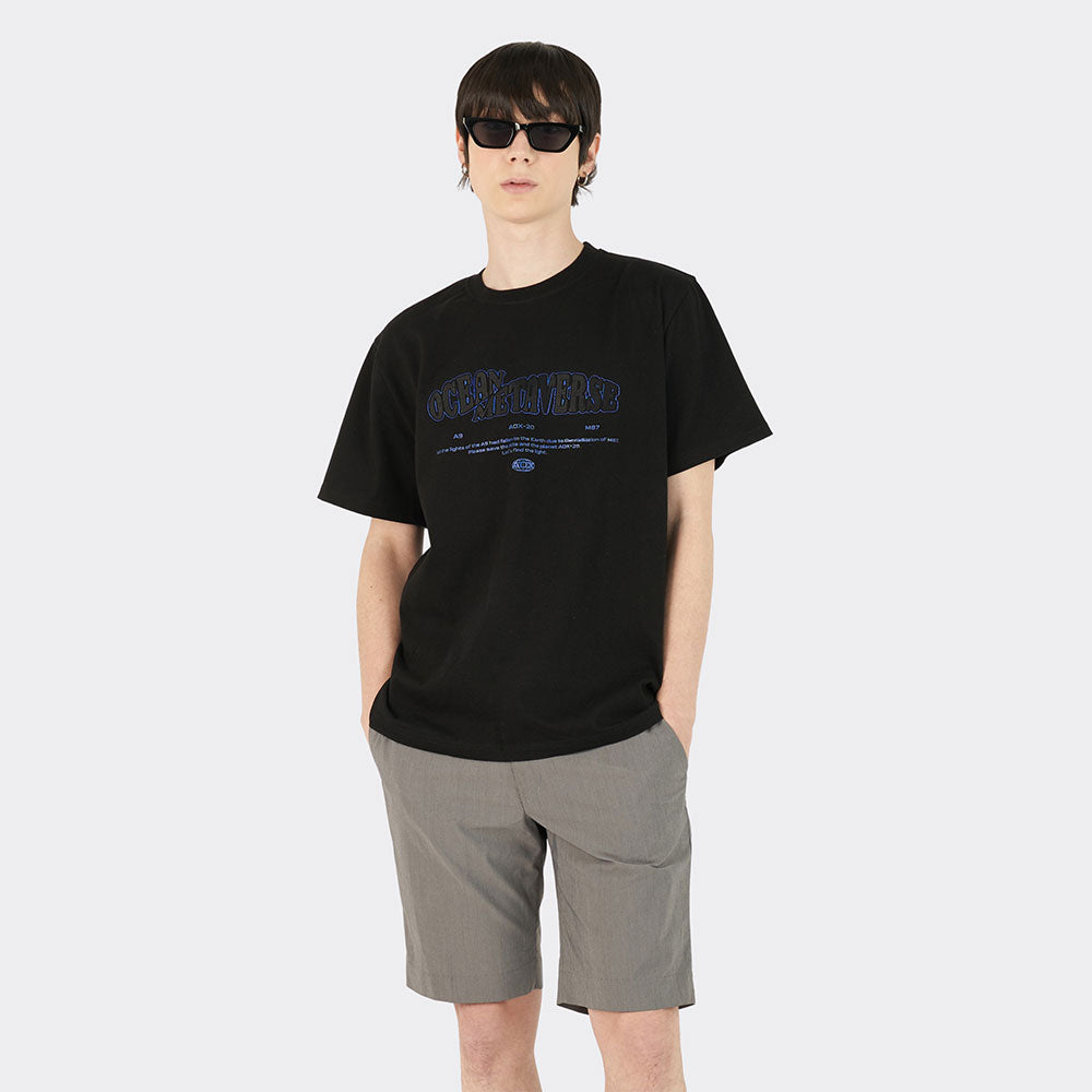 Ocean Metaverse Embroidery Short Sleeve T-shirts (Black)