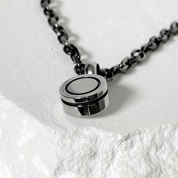 SS-Bullet Back Necklace_Black silver_DIA